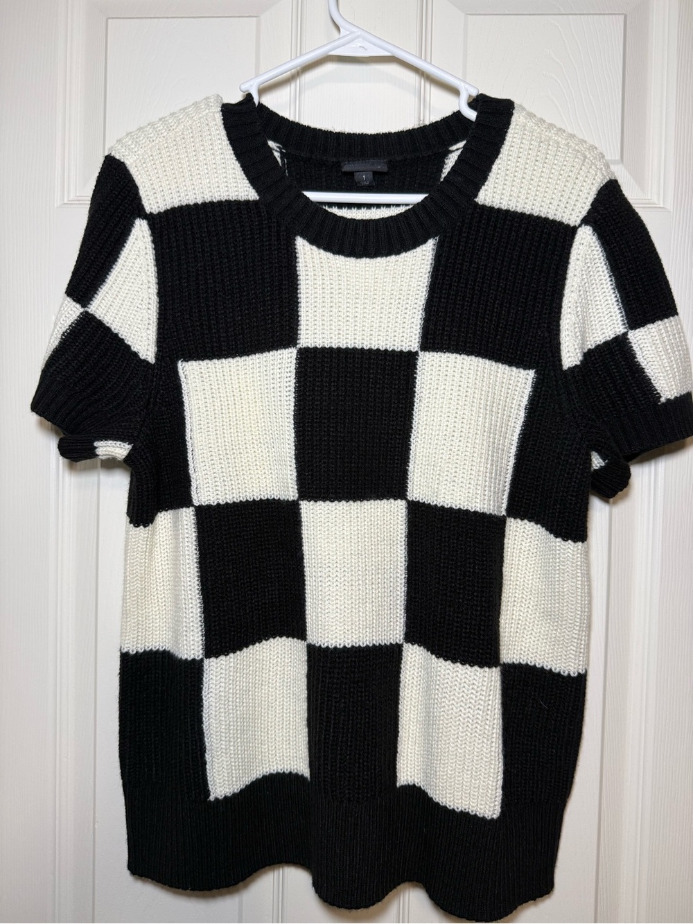 Torrid Black and White Checkerboard Knit Top